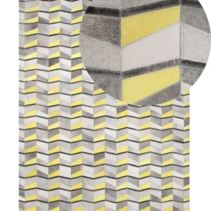 Tappeto pelle grigio / giallo 160 x 230 cm BELOREN