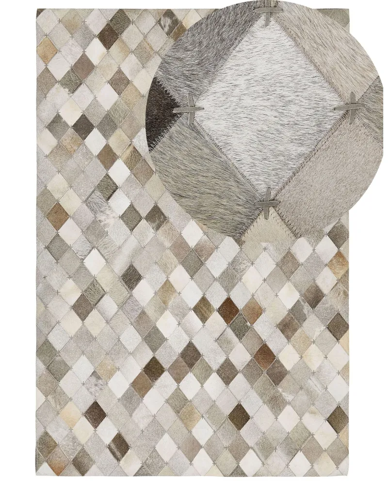 Tappeto pelle grigio/marrone 140 x 200 cm BANAZ