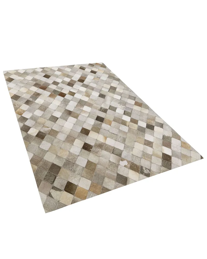 Tappeto pelle grigio/marrone 140 x 200 cm BANAZ
