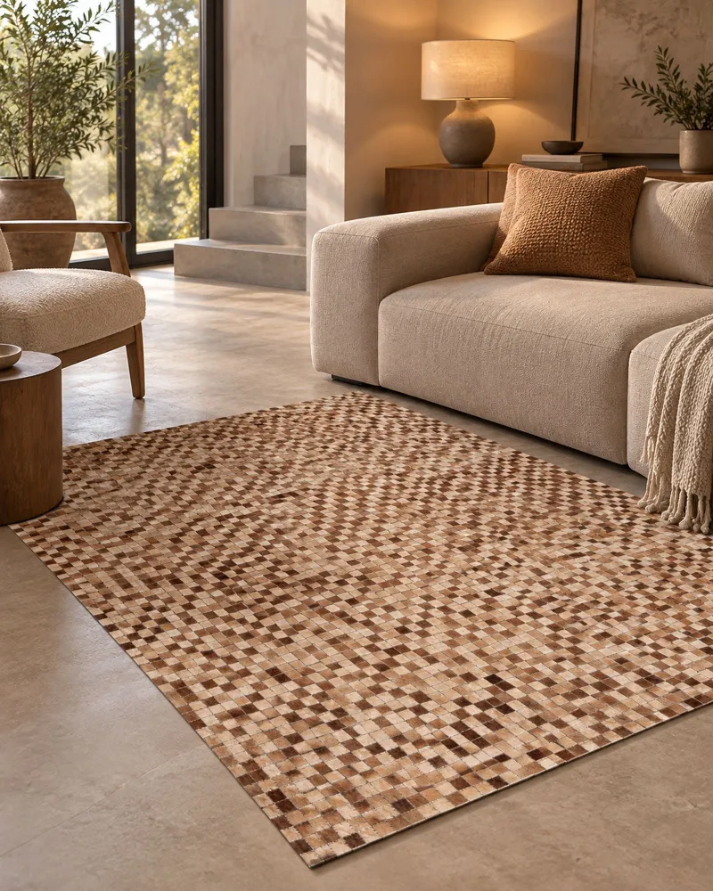 Tappeto pelle marrone 140 x 200 cm TORUL
