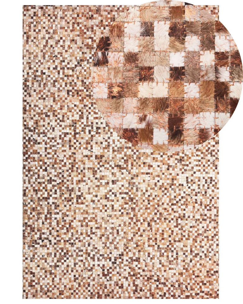 Tappeto pelle marrone 140 x 200 cm TORUL