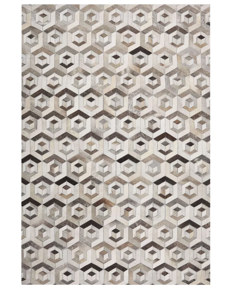 Tappeto pelle marrone e camoscio 160 x 230 cm TAVAK