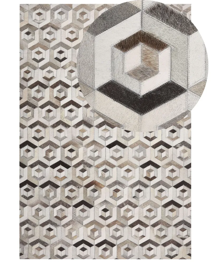 Tappeto pelle marrone e camoscio 160 x 230 cm TAVAK