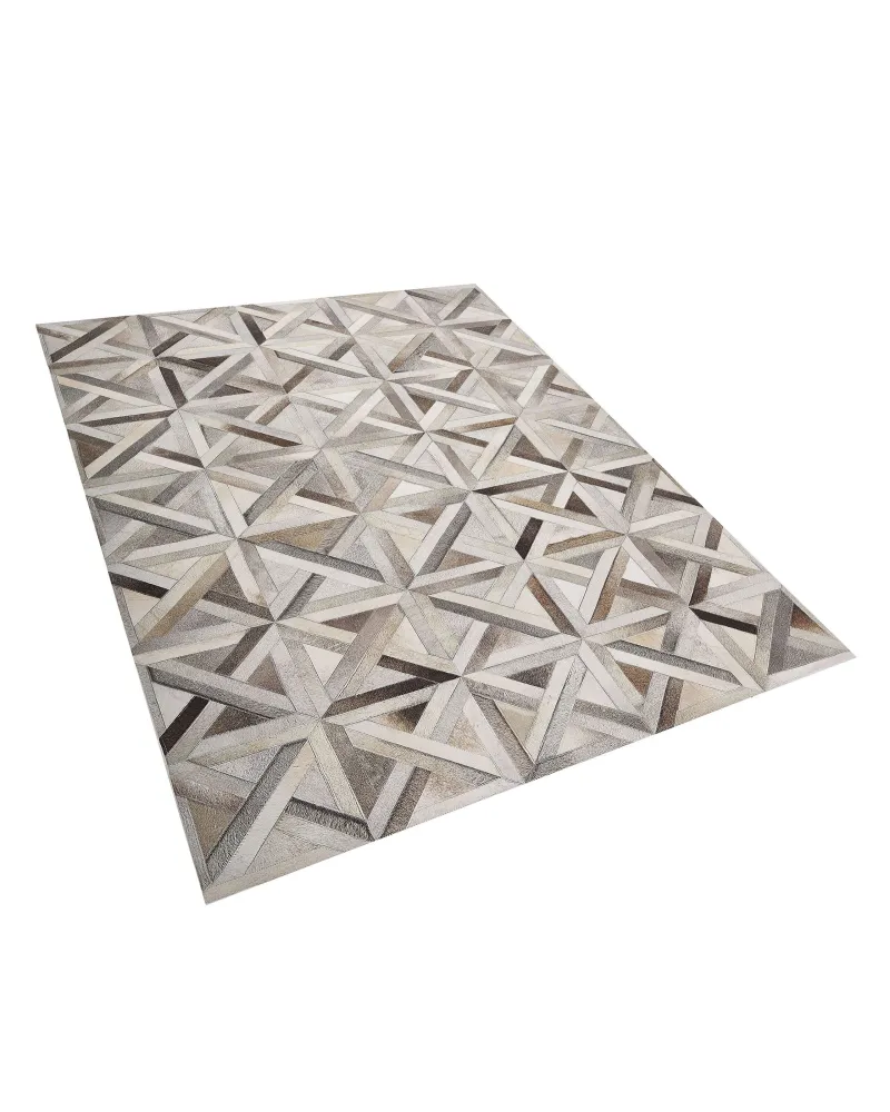 Tappeto Pelle Marrone e Crema 140 x 200 cm TAYTAN