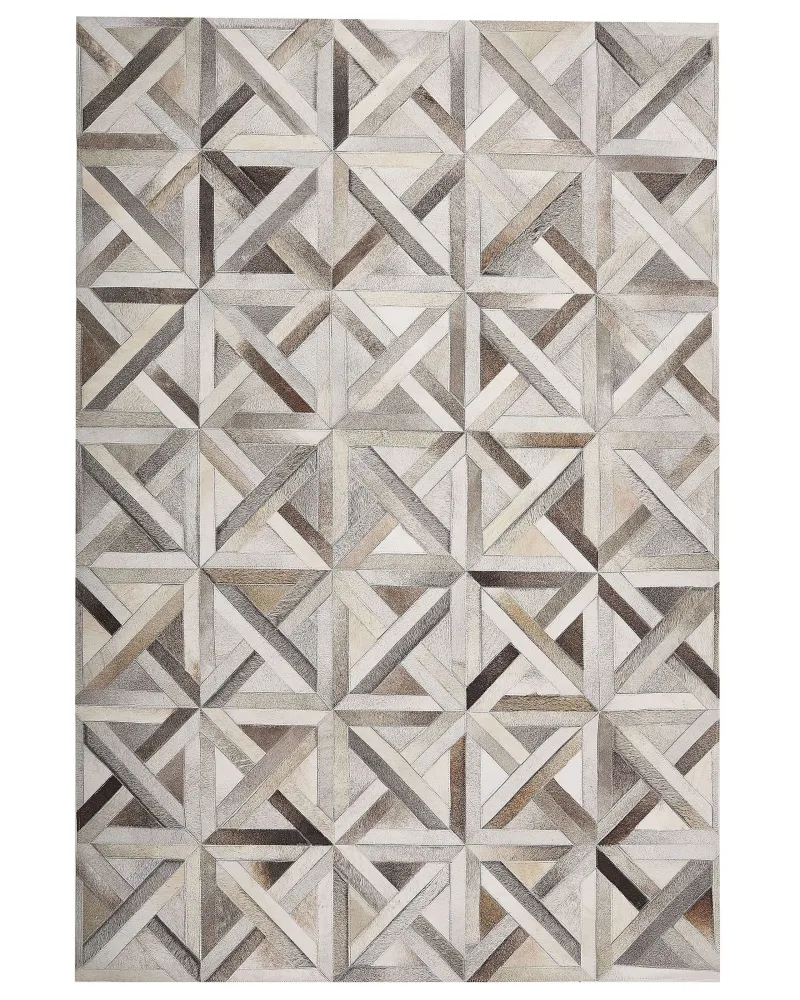 Tappeto Pelle Marrone e Crema 140 x 200 cm TAYTAN