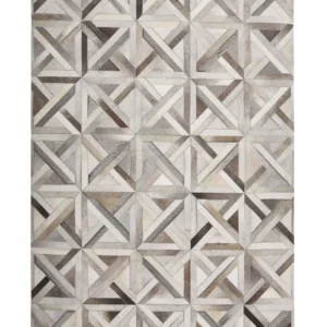 Tappeto Pelle Marrone e Crema 140 x 200 cm TAYTAN