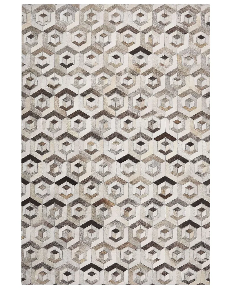Tappeto pelle marrone e crema 160 x 230 cm TAVAK