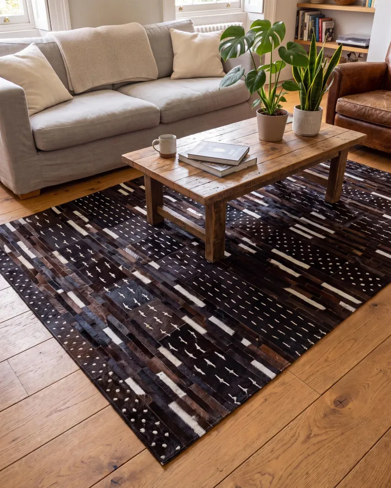 Tappeto pelle marrone fosco 140 x 200 cm AKSEKI