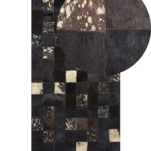 Tappeto pelle marrone fosco e beige 80 x 150 cm BANDIRMA