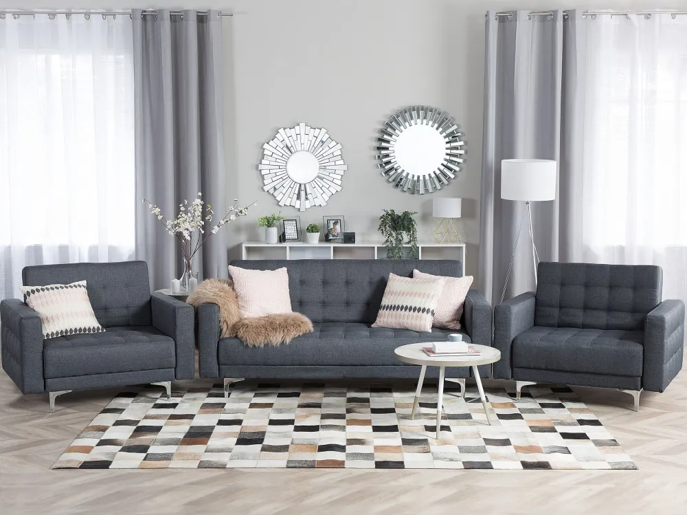 Tappeto pelle marrone panna e grigio 160 x 230 cm SOKE