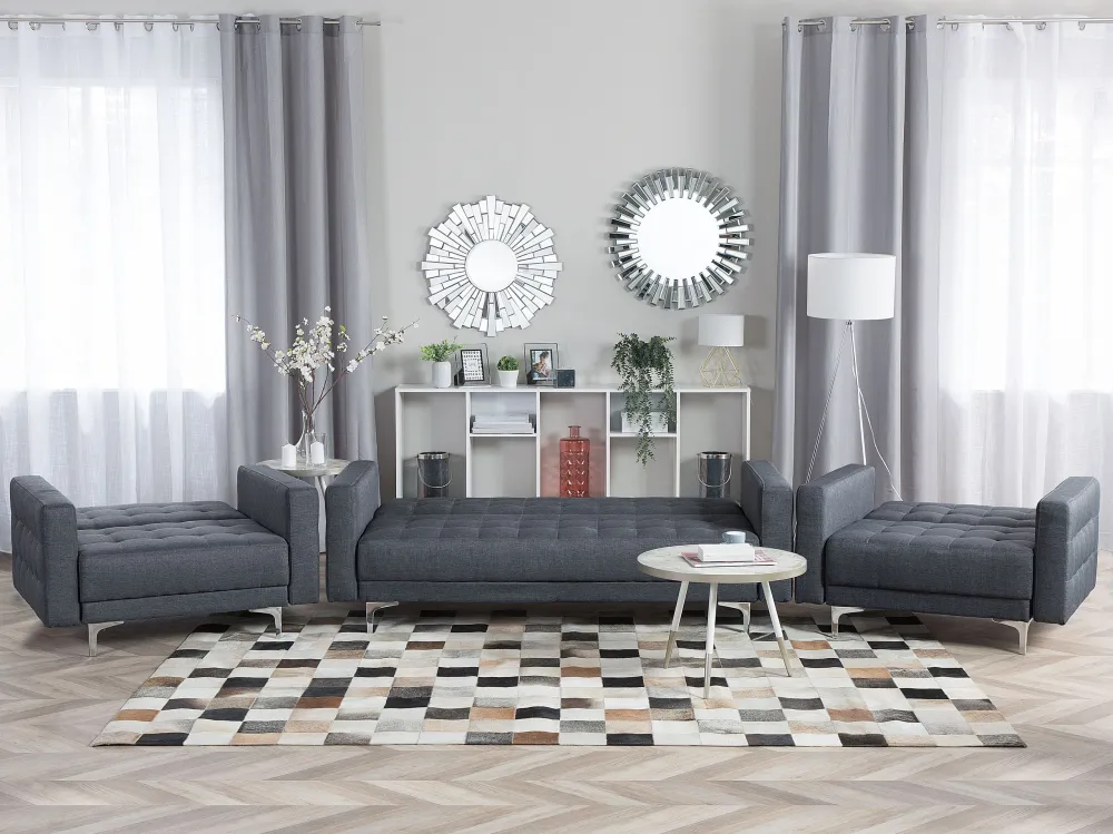 Tappeto pelle marrone panna e grigio 160 x 230 cm SOKE