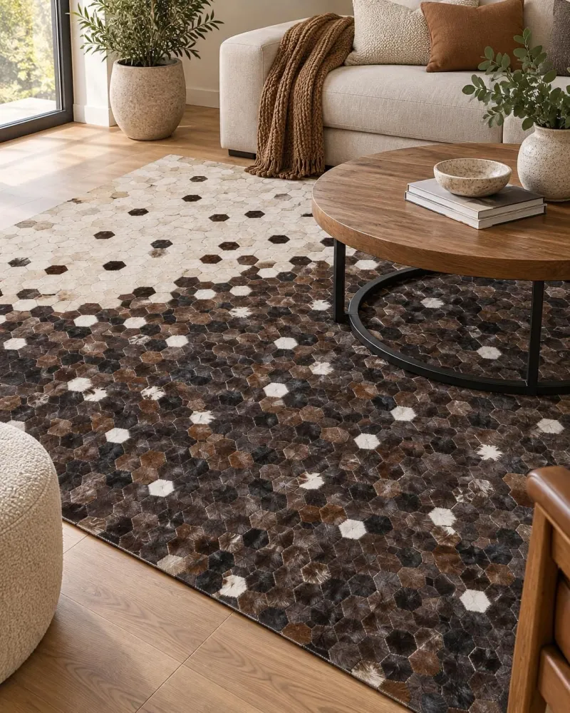 Tappeto pelle marrone scuro/beige 160x230 cm EYIM