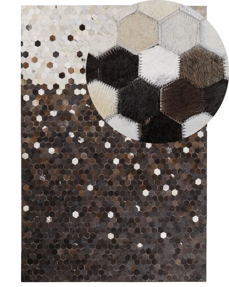 Tappeto pelle marrone scuro/beige 160x230 cm EYIM