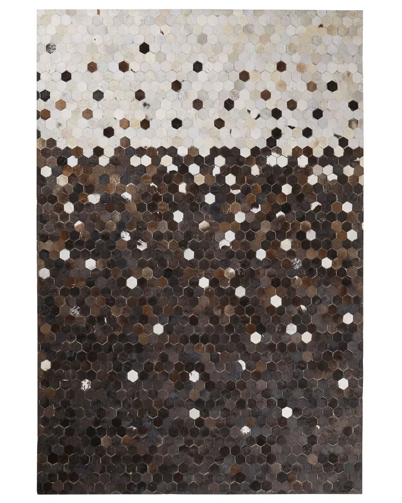 Tappeto pelle marrone scuro/beige 160x230 cm EYIM
