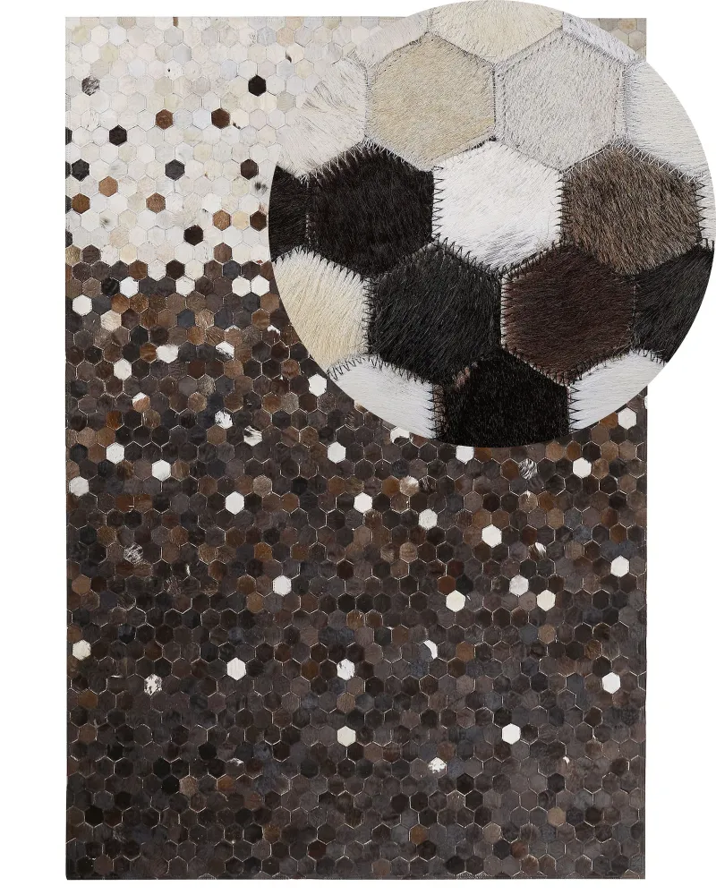 Tappeto pelle marrone scuro/beige 160x230 cm EYIM