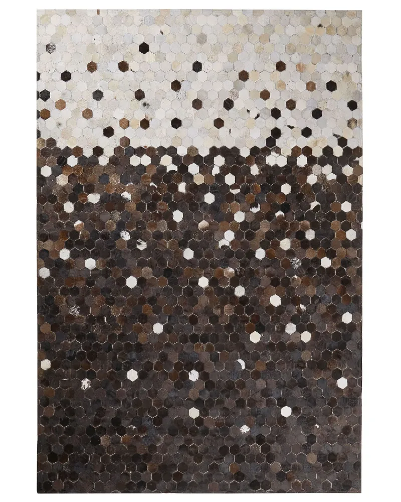 Tappeto pelle marrone scuro/beige 160x230 cm EYIM