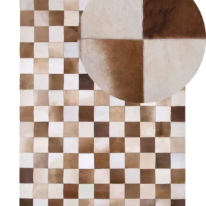 Tappeto pelle marrone/beige 140 x 200 cm SOLMAZ