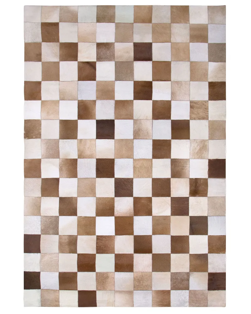 Tappeto pelle marrone/beige 140 x 200 cm SOLMAZ