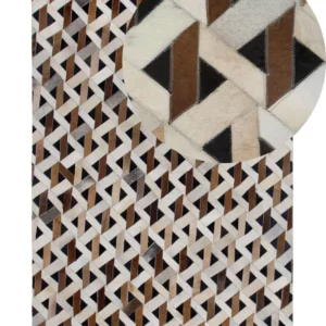 Tappeto pelle marrone/grigio 140 x 200 cm TUGLU