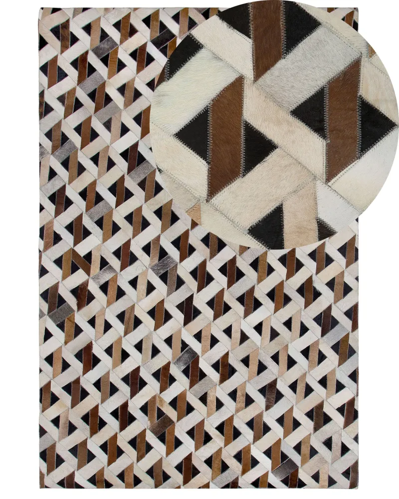 Tappeto pelle marrone/grigio 140 x 200 cm TUGLU