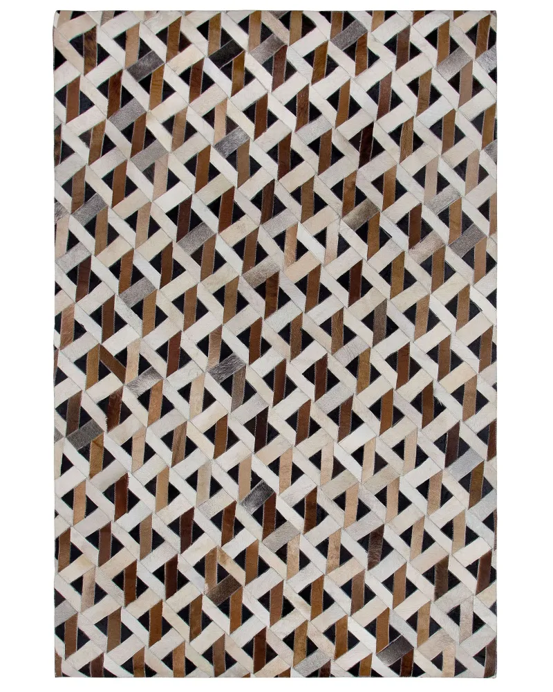 Tappeto pelle marrone/grigio 140 x 200 cm TUGLU