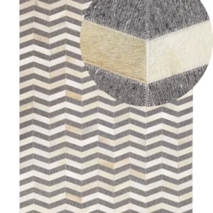 Tappeto pelle di mucca grigio e crema 160 x 230 cm BAGGOZE
