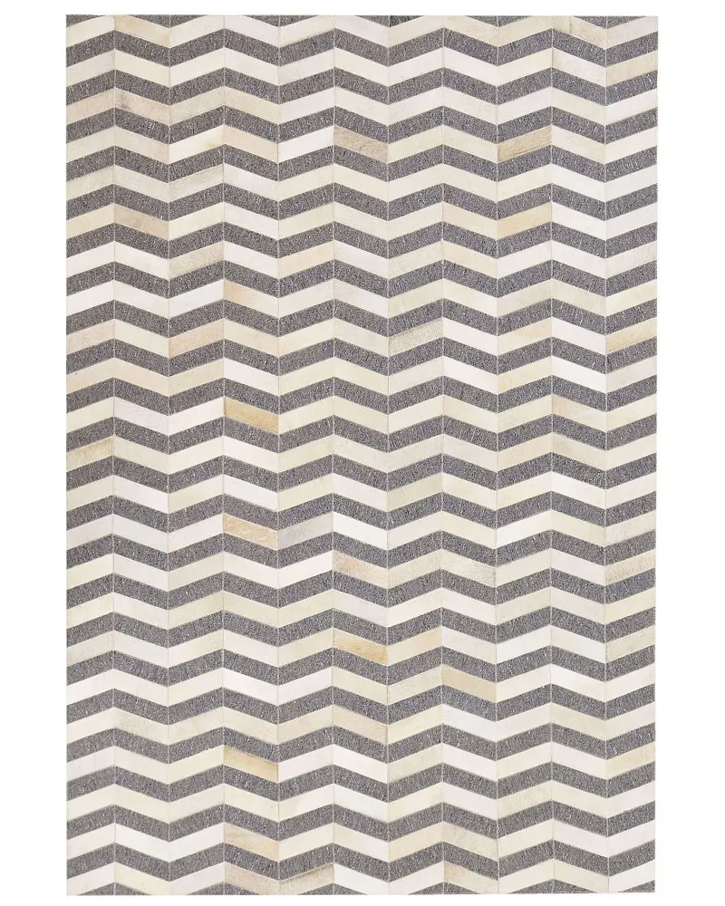 Tappeto pelle di mucca grigio e crema 160 x 230 cm BAGGOZE