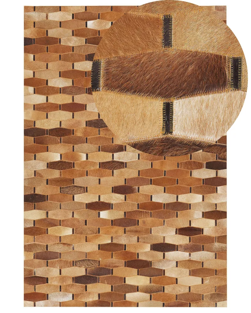 Tappeto pelle di mucca marrone 140 x 200 cm DIGOR