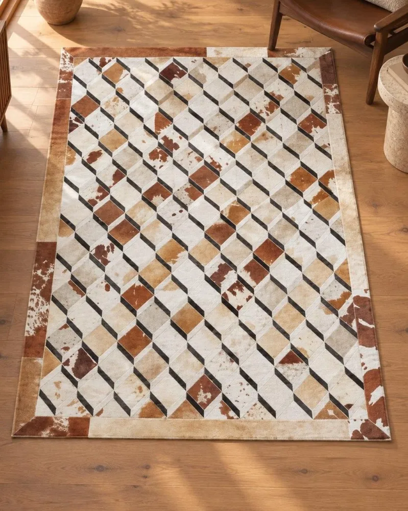 Tappeto pelle di mucca marrone 140 x 200 cm SERINOVA