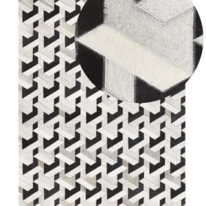 Tappeto pelle nera e grigia 160 x 230 cm NARMAN