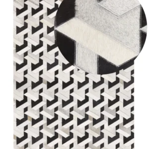 Tappeto pelle nera e grigia 160 x 230 cm NARMAN