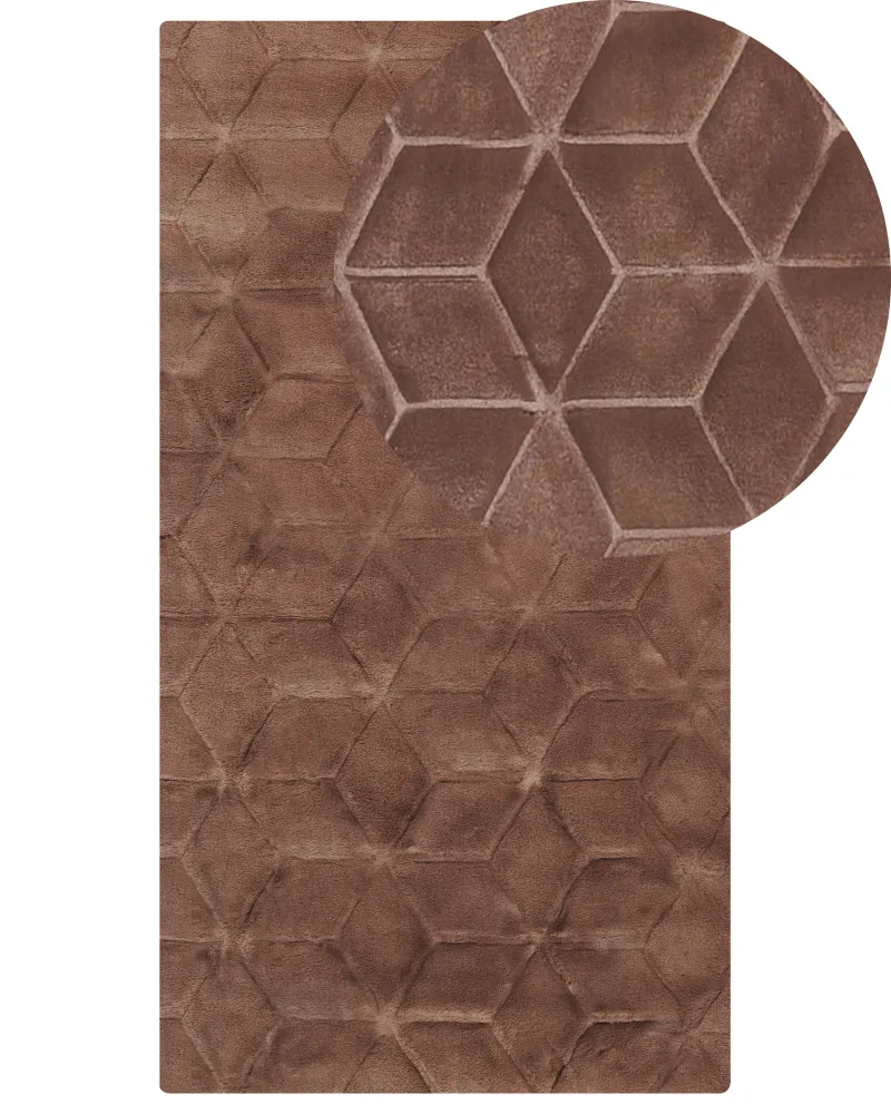 Tappeto pelle sintetica marrone 80 x 150 cm THATTA