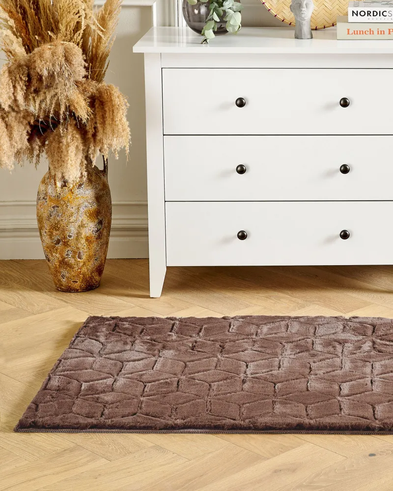 Tappeto pelle sintetica marrone 80 x 150 cm THATTA
