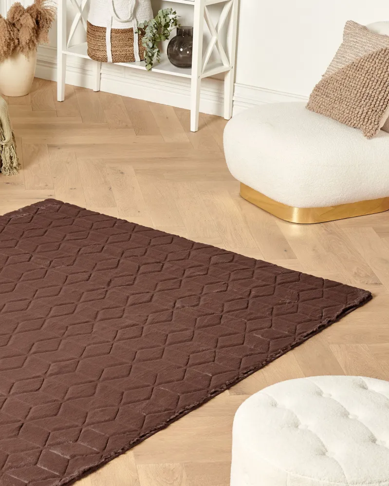 Tappeto pelle sintetica marrone 160 x 230 cm THATTA