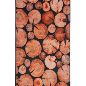 Tappeto pelo breve marrone trama legno 80 x 150 cm KARDERE
