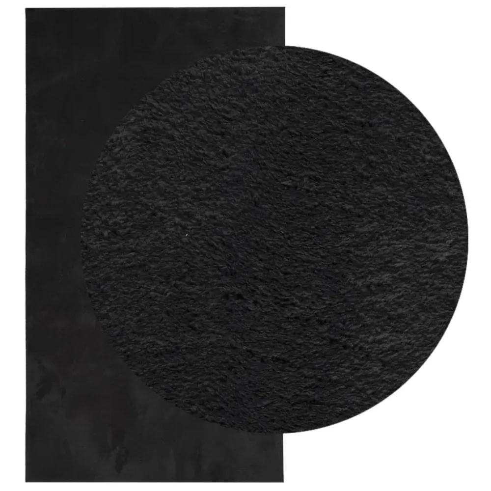 Tappeto Pelo Corto HUARTE Vellutato e Lavabile Nero 60x110 cm