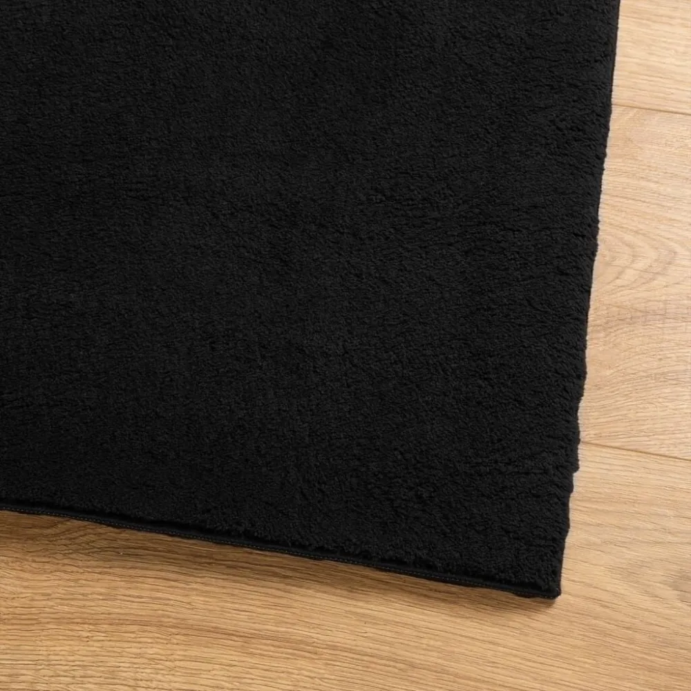 Tappeto Pelo Corto HUARTE Vellutato e Lavabile Nero 60x110 cm