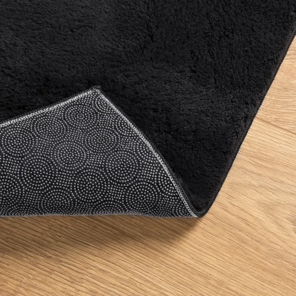 Tappeto Pelo Corto HUARTE Vellutato e Lavabile Nero 60x110 cm