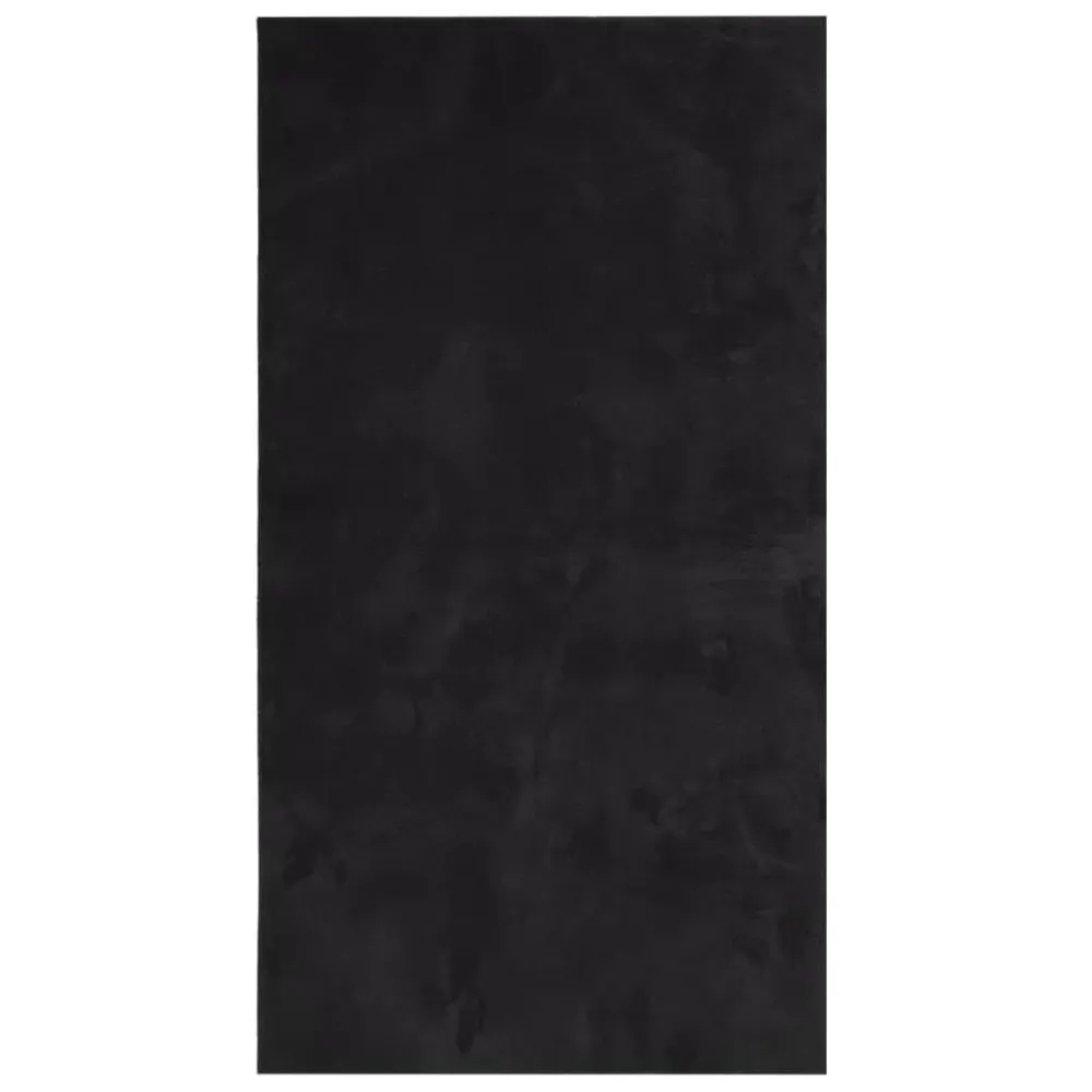 Tappeto Pelo Corto HUARTE Vellutato e Lavabile Nero 60x110 cm