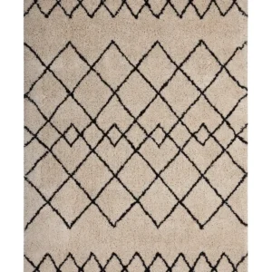 Tappeto pelo lungo 160 x 230 cm HAVSA panna e nero