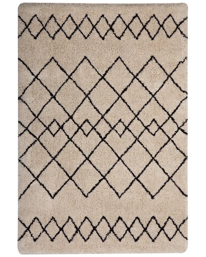 Tappeto pelo lungo 160 x 230 cm HAVSA panna e nero