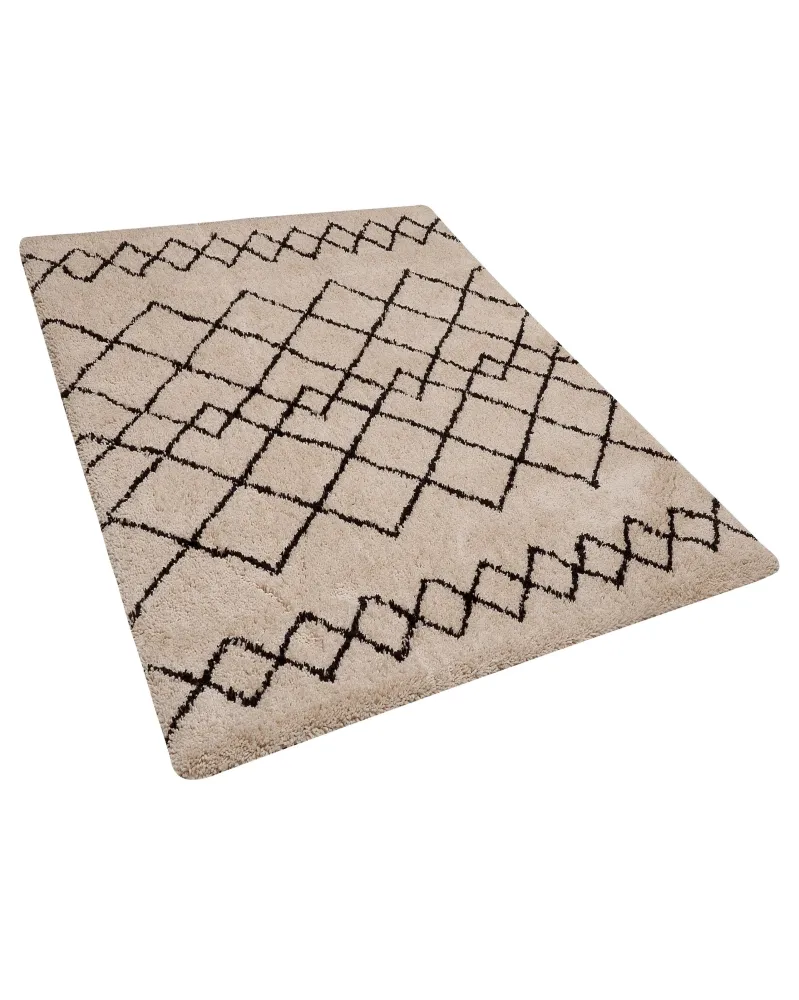 Tappeto pelo lungo 160 x 230 cm HAVSA panna e nero