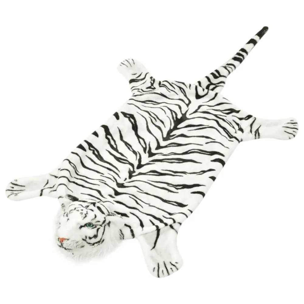 Tappeto di Peluche Forma di Tigre 144 cm Bianco
