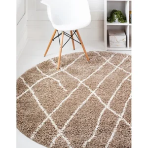 Tappeto Shaggy 155 x 155 Cachi Lachen Fence