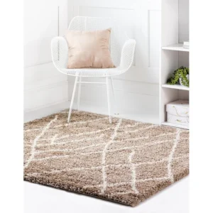 Tappeto shaggy 185x185 marrone Lachen Fence