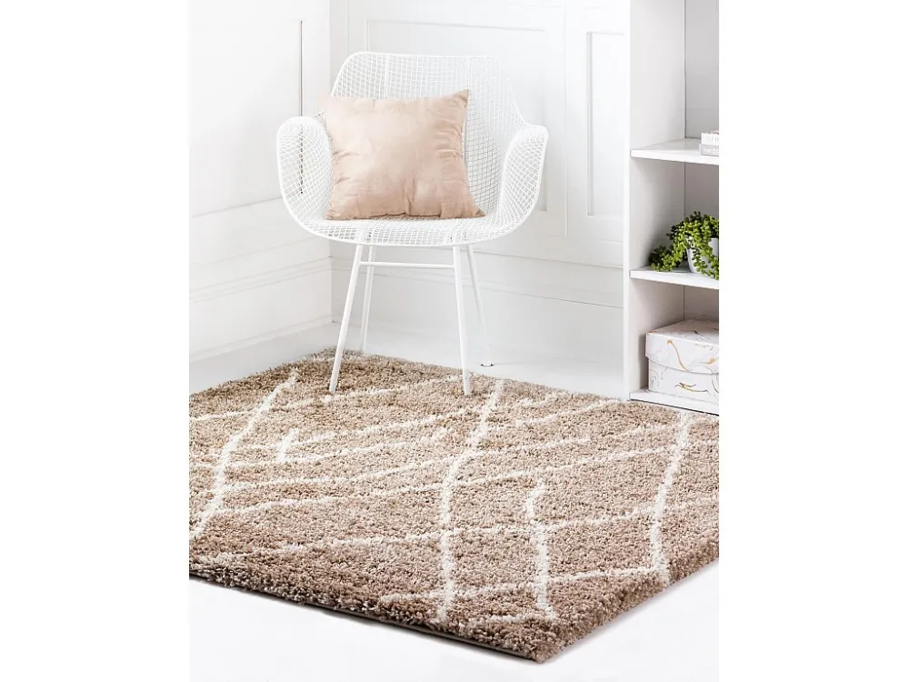 Tappeto shaggy 185x185 marrone Lachen Fence