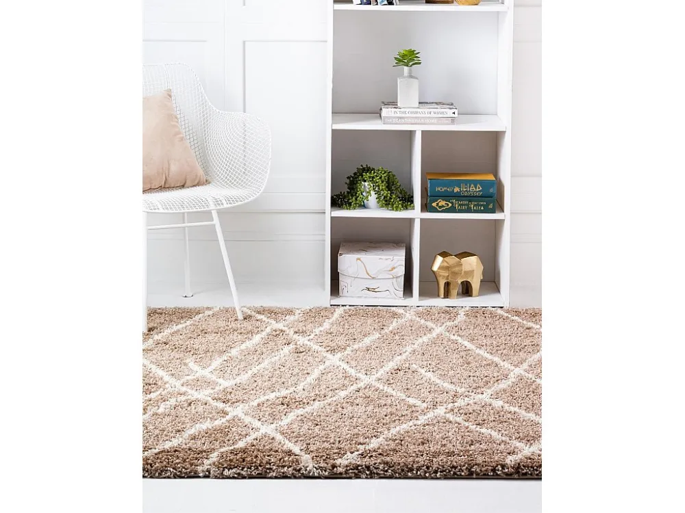 Tappeto shaggy 185x185 marrone Lachen Fence