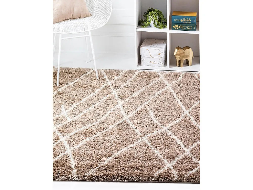 Tappeto shaggy 185x185 marrone Lachen Fence