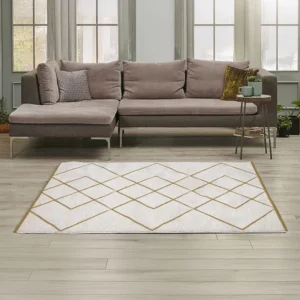 Tappeto shaggy berbero 120 x 170 cm Bianco e dorato PRYSMI