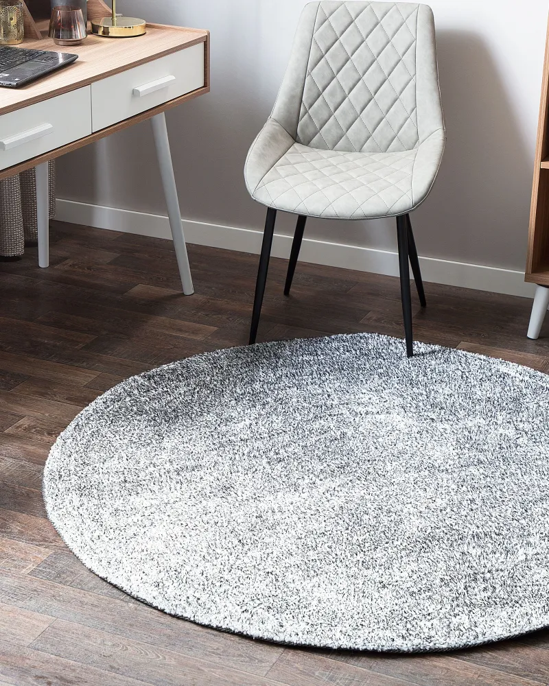 Tappeto shaggy bianco-nero tondo ⌀ 140 cm DEMRE